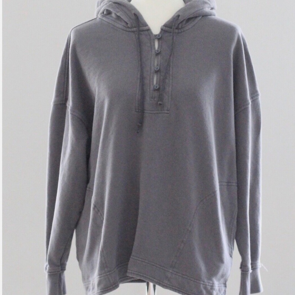 Aerie Button Henley Oversized Hoodie Sweatshirt